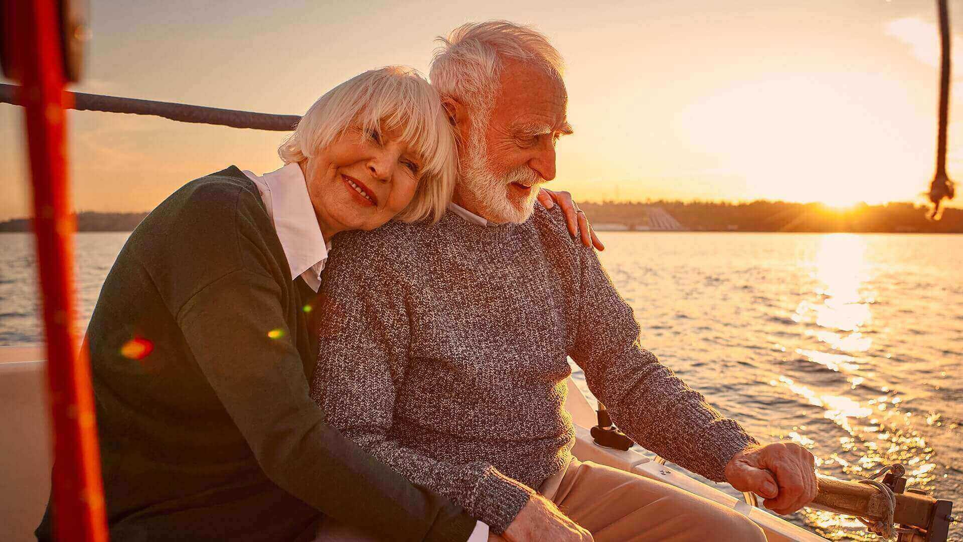 A couple sitting on a boat