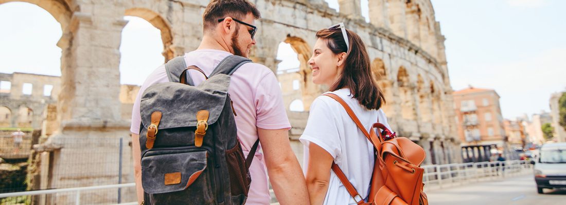 A couple at the Colosseum