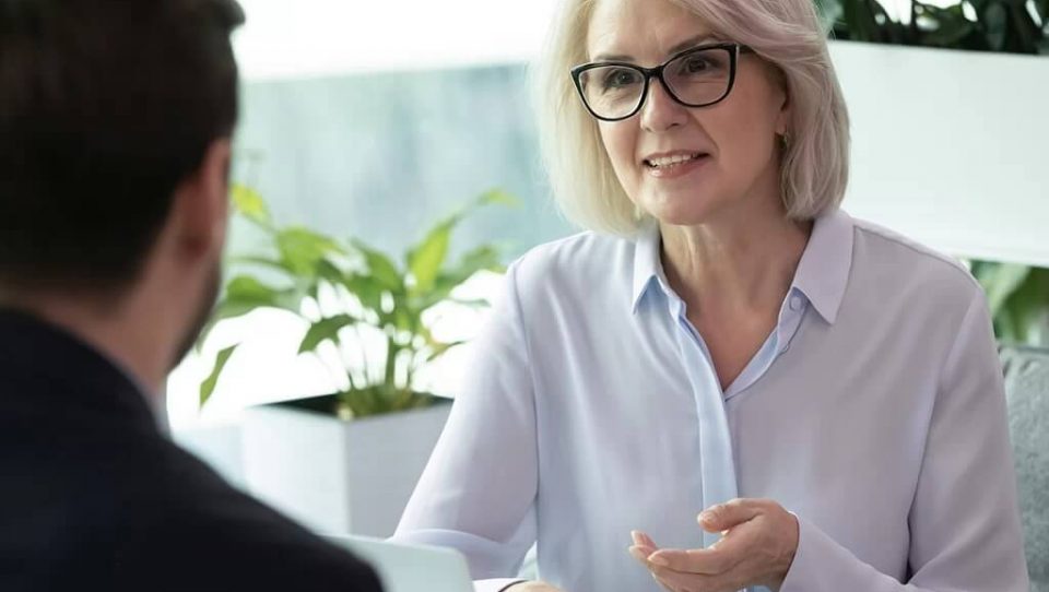 Two people having a chat