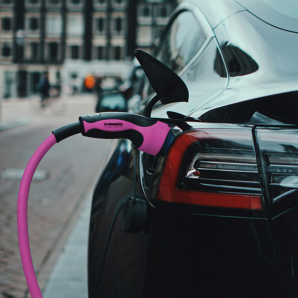 Electric vehicle being charged
